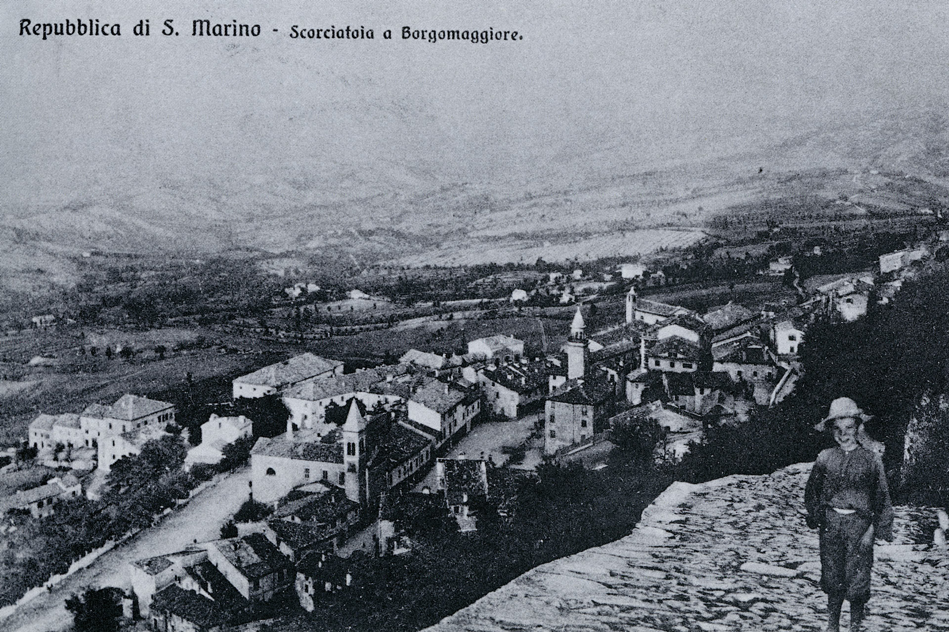 Veduta di San Marino. Cartolina storica 